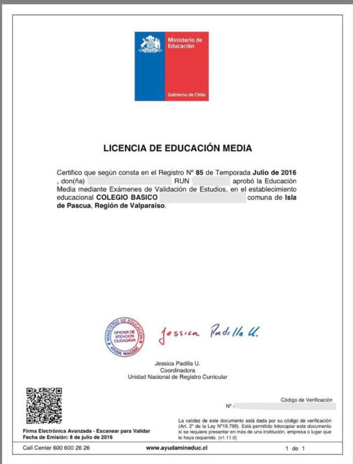 Certificado de Educación Media