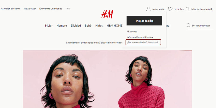 Registro en H&M